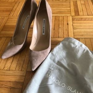 Manolo Blahnik Taupe Suede Heels